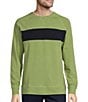 Color:Light Green - Image 1 - Long Sleeve Stripe Crew Sweater