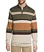 Roundtree & Yorke Long Sleeve Stripe Quarter-Zip Sweater, Color:Olive - Image 1