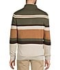 Roundtree & Yorke Long Sleeve Stripe Quarter-Zip Sweater, Color:Olive - Image 2