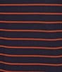 Color:Deep Blue - Image 4 - Long Sleeve Stripe Supima Crew Pullover