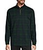Color:Green - Image 1 - Long Sleeve Tartan Jacquard Quarter Zip Pullover