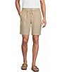 Roundtree & Yorke Luxury Linen Blend Flat Front Drawstring 8#double; Inseam Solid Shorts - Image 1