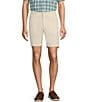 Roundtree & Yorke Luxury Linen Flat Front 9#double; Solid Shorts, Color:Stone - Image 1