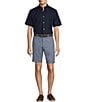 Roundtree & Yorke Luxury Linen Flat Front 9#double; Solid Shorts, Color:Navy - Image 3