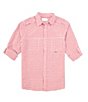 Color:Red - Image 1 - Outdoors Long Sleeve Checked Vented Capeback Shirt