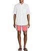 Color:Rose Heather - Image 3 - Comfort Stretch Performance Flat Front Back Elastic Striped 9#double; Inseam Chino Shorts