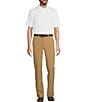 Roundtree & Yorke Performance Andrew Fit Flat Front Solid Texture Pants, Color:Camel - Image 3