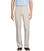 Roundtree & Yorke Performance Andrew Fit Flat Front Solid Texture Pants, Color:Stone - Image 1