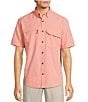 Roundtree & Yorke Performance Charter Vented Short Sleeve Solid Sport Shirt, Color:Coral - Image 1