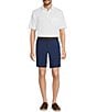 Roundtree & Yorke Performance Classic Fit Flat Front 9#double; Tonal Geo Printed Shorts, Color:Peacoat Navy - Image 3