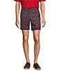 Color:Peacoat - Image 1 - Performance Flat Front Straight Fit Crawfish Print 7#double; Inseam Shorts