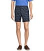 Color:Peacoat - Image 1 - Performance Flat Front Straight Fit Fish Print 7#double; Inseam Shorts