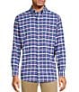 Color:Blue - Image 1 - Performance Long Sleeve Chambray Windowpane Patterned Sport Shirt