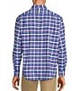 Color:Blue - Image 2 - Performance Long Sleeve Chambray Windowpane Patterned Sport Shirt