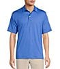 Color:Medium Blue - Image 1 - Performance Short Sleeve Solid Textured Polo Shirt