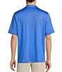 Color:Medium Blue - Image 2 - Performance Short Sleeve Solid Textured Polo Shirt