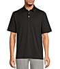 Color:Black - Image 1 - Performance Short Sleeve Solid Textured Polo Shirt