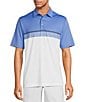 Color:Blue - Image 1 - Performance Short Sleeve Striped Chest Mesh Polo Shirt