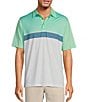 Color:Mint - Image 1 - Performance Short Sleeve Striped Chest Mesh Polo Shirt