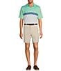 Color:Mint - Image 3 - Performance Short Sleeve Striped Chest Mesh Polo Shirt