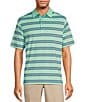 Color:Mint - Image 1 - Performance Short Sleeve Striped Mesh Polo Shirt