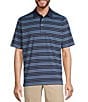 Color:Peacoat Navy - Image 1 - Performance Short Sleeve Striped Mesh Polo Shirt