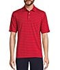 Color:Red - Image 1 - Performance Short Sleeve Yarn-Dyed Stripe Polo Shirt