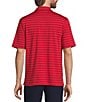 Color:Red - Image 2 - Performance Short Sleeve Yarn-Dyed Stripe Polo Shirt