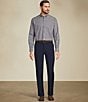 Roundtree & Yorke Performance Stewart Flat Front Classic Fit Solid Pants, Color:Blue - Image 5