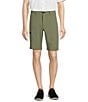 Color:Dusty Olive - Image 1 - Performance Straight Fit Flat Front 10#double; Tech Shorts