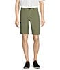 Roundtree & Yorke Performance Straight Fit Flat Front 10#double; Tech Shorts, Color:Dusty Olive - Image 1