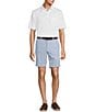 Roundtree & Yorke Performance Straight Fit Flat Front 9#double; Leaf Printed Shorts, Color:Sky Blue - Image 3