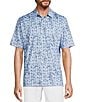 Roundtree & Yorke Performance Triangle Printed Polo Shirt, Color:Medium Blue - Image 1