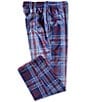 Roundtree & Yorke Plaid Micro Fleece Sleep Pants, Color:Dusty Navy - Image 2