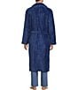 Roundtree & Yorke Plush Shawl Collar Solid Robe, Color:Dusty Navy - Image 2