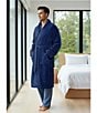 Roundtree & Yorke Plush Shawl Collar Solid Robe, Color:Dusty Navy - Image 5