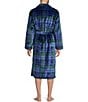 Roundtree & Yorke Printed Long Sleeve Shawl Collar Plush Robe, Color:Dusty Navy - Image 2