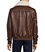 Roundtree & Yorke Shearling Collar Long Sleeve Leather Aviator Bomber Jacket - Image 2