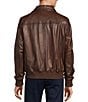 Roundtree & Yorke Shearling Collar Long Sleeve Leather Aviator Bomber Jacket - Image 4