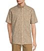 Color:Natural - Image 1 - Short Sleeve Batik Print Linen Sport Shirt