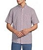 Roundtree & Yorke Short Sleeve Check Pattern Linen Blend Button Front Sport Shirt - Image 1