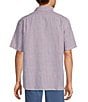 Roundtree & Yorke Short Sleeve Check Pattern Linen Blend Button Front Sport Shirt - Image 2