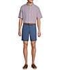 Roundtree & Yorke Short Sleeve Check Pattern Linen Blend Button Front Sport Shirt - Image 3
