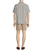 Color:Grey - Image 4 - Short Sleeve Dobby Motif Print Sport Shirt