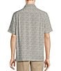 Color:Grey - Image 2 - Short Sleeve Dobby Motif Print Sport Shirt