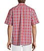 Color:White/Red Multi - Image 2 - Short Sleeve Large Plaid Poplin Sport Shirt