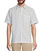 Roundtree & Yorke Short Sleeve Medium Plaid Jacquard Sport Shirt, Color:White - Image 1