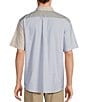 Color:Multi - Image 2 - Short Sleeve Multi Stripe Colorblock Oxford Sport Shirt