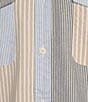 Color:Multi - Image 4 - Short Sleeve Multi Stripe Colorblock Oxford Sport Shirt