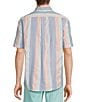 Color:Light Coral/Blue - Image 2 - Short Sleeve Multi Stripe Seersucker Sport Shirt